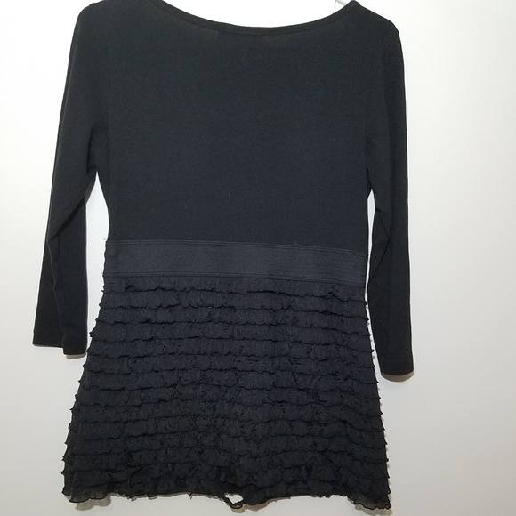 3 for $20 | Xai Top Black Ruffle 3/4 Sleeve Size L - Picture 3 of 4